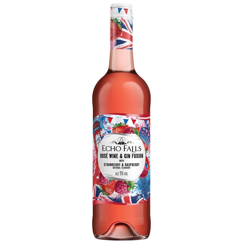 Echo Falls Rose Wine & Gin Fusion, Strawberry & Raspberry (75cl, 9% ...